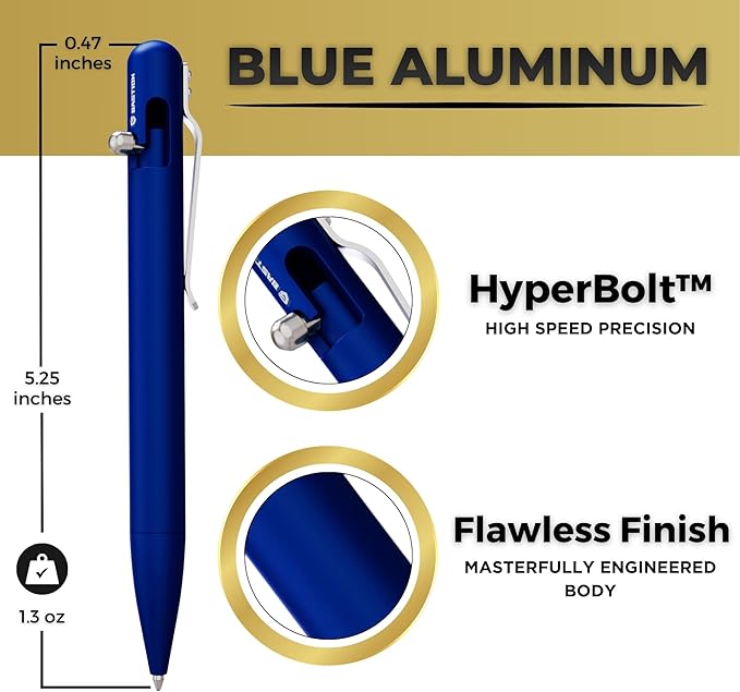 BASTION® Luxury Bolt Action Pen, Durable Professional Ballpoint Pen with Fine Tip, EDC Pen, Ink Refillable Pen for Birthday Gift, Travel Pen for School and Work