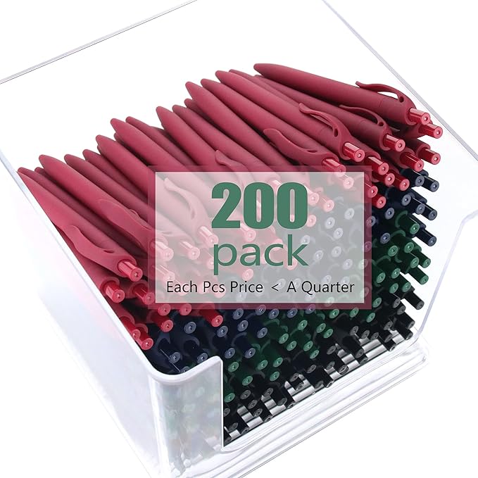 deegtran Pens Bulk, 200 Pack No Bleed Teal Blue Barrel Click Pens, Wholesale Retractable Ballpoint Pens, Pen Medium Point, Smooth Ink Pens, 1.0MM Black Ink