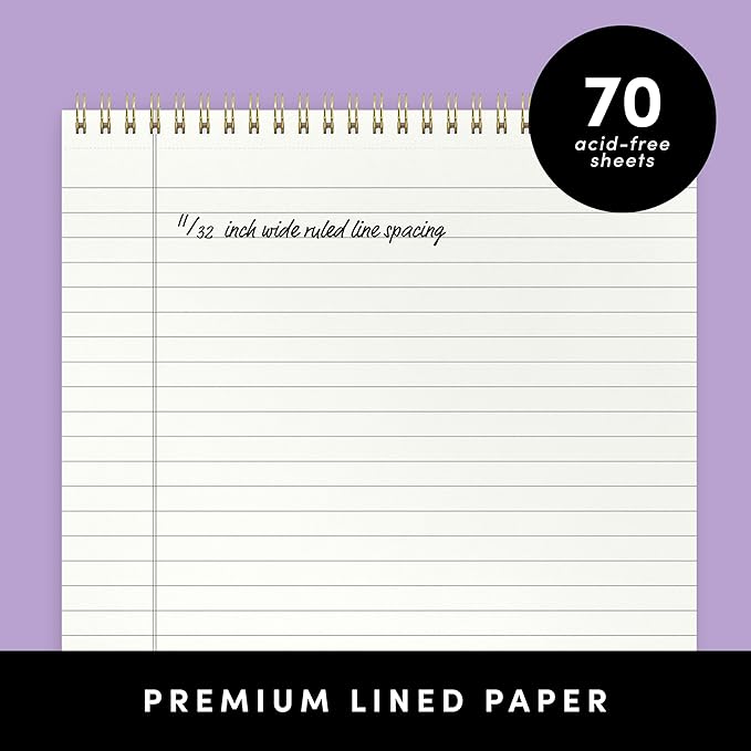 PAPERAGE Top Bound Spiral Notebook, 3 Pack, Lined Notepad, (Black/Dark Green/Grey), 70 Sheets (140 Pages) Per Notebook, Wide/Legal Ruled, 8.5 inches x 11 inches