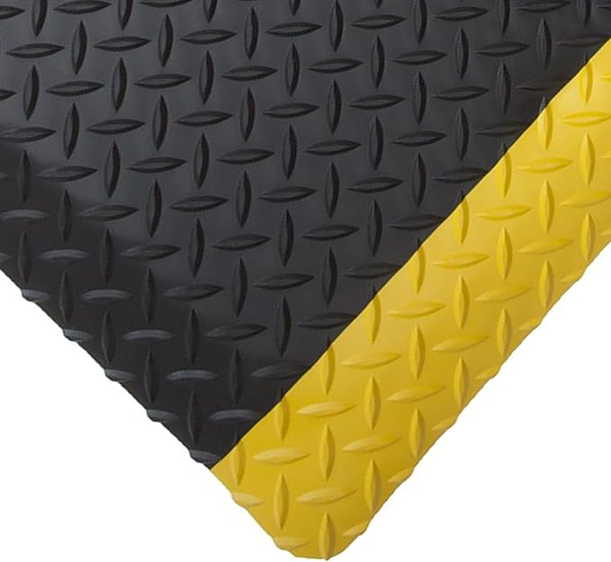 Rhino Mats, American Classic Diamond Anti-Fatigue Mats, Industrial Ergonomic Comfort Standing Mat for Work, Home, Garage, Office, Kitchen or Anywhere (Black/Yellow 9/16" Thick, 2 FT. x 20 FT.)