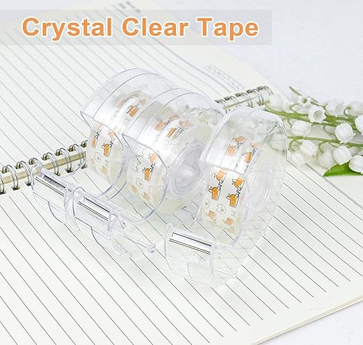 BOMEI PACK 24PACK Transparent Tape with Dispenser, Office Clear Tape Refill Rolls with Dispenser Bulk for DIY, Gift Wrapping, Repairing, Home and School, 3/4in x 1000in