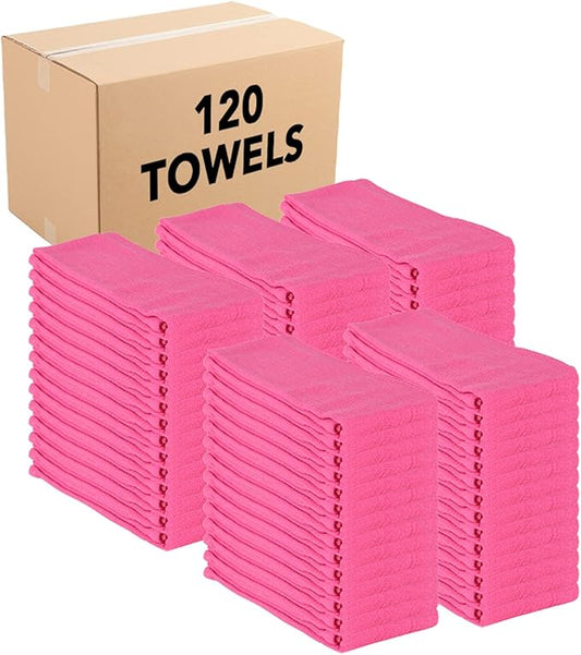 Arkwright Surgical Huck Towels - (Bulk Case of 120) Lint Free & Highly Absorbent Pre-Treated Cotton Cleaning Cloths, Perfect for Medical, Auto Detailing, Window, and Shop, 16 x 26 in, Pink