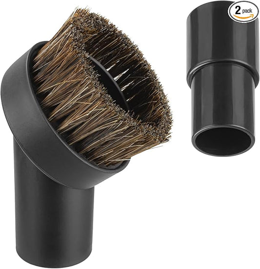 Vacuum Attachments & Brushes, Vacuum Horsehair Brush with 1-1/4 to 1-3/8 Inch Vacuum Hose Adapter, Vacuum Brush Attachment for Shark Vacuum and Shop Vac Attachments and Most Household Vacuum Cleaners