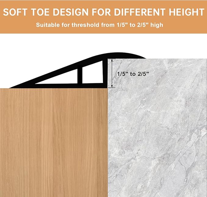 Vinyl Door Threshold Flooring Transition Strip Self Adhesive Carpet Edging Strip for Laminate Doorway Edge Threshold from 1/5" to 2/5" (Grayish Brown Wood Grain, 3.3 Ft)