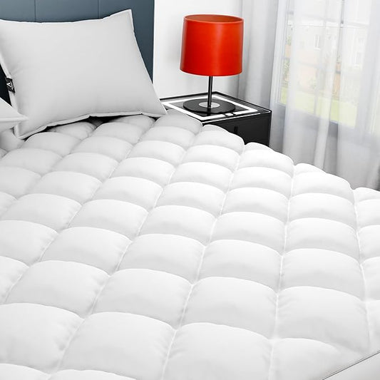 Sunflower King Mattress Pad, Hypoallergenic Cotton Mattress Cover, 18-22" Extra Deep Pocket Quilted Protector, Breathable&Noiseless