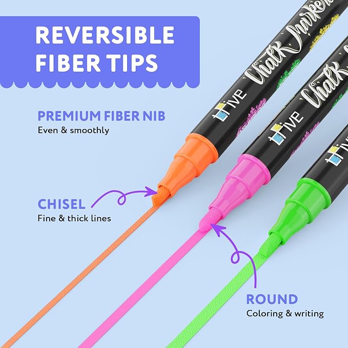 TFIVE Yellow Liquid Chalk Markers - 2 Pack Bright Colors Erasable Chalk Marker Pens, Reversible Tip, Non-Toxic, for Chalkboards, Signs, Glass, Easy to use Chalk markers TF800