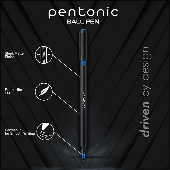 Pentonic Ballpoint Pens In Pen Organizer, Bulk 50 Count, Assorted Colored Ink (10 Different Colors), 1.0 mm Medium Point, Smooth Writing (PEN12177)