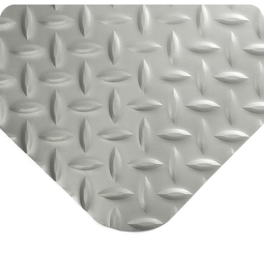 Wearwell 414.1516x2x42GY Diamond-Plate SpongeCote UltraSoft Mat, 42' Length x 2' Width x 15/16" Thick, Gray