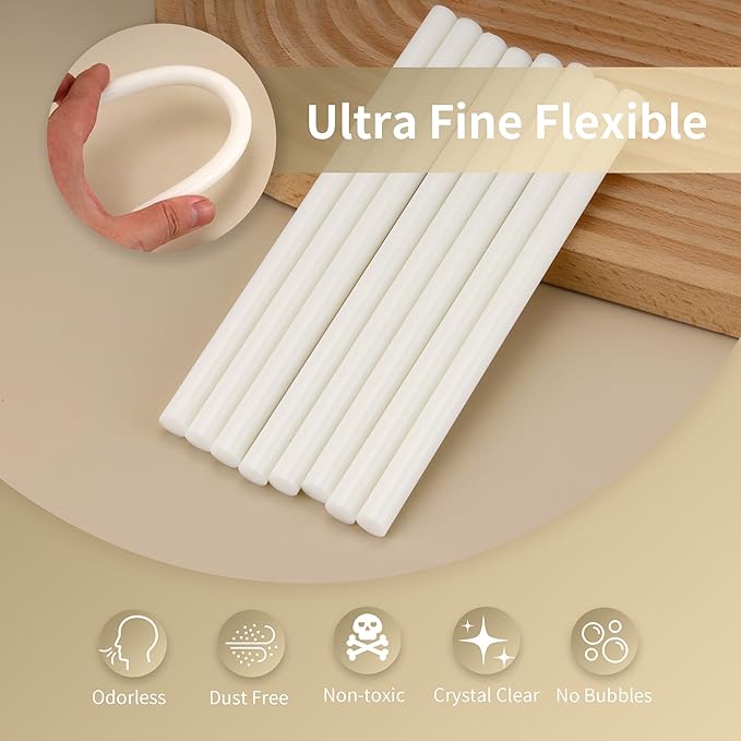 MATUFF White Hot Glue Sticks Full Size 0.43” Dia x 8” Long, 20 pcs Hot melt Adhesive Glue Sticks, All-Purpose Colored Glue Gun Sticks for DIY White Crafting Arts and Wedding Cards, Stamp Sealing