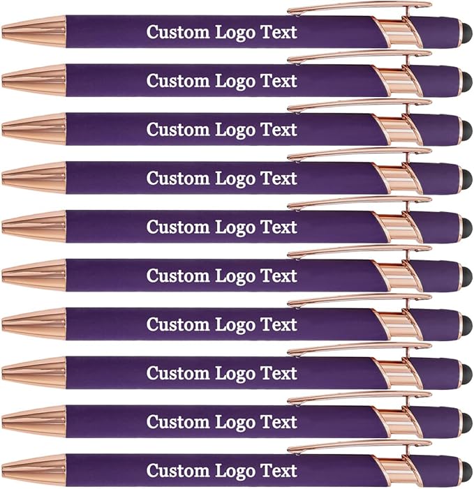 Custom Engraved Ballpoint Pens Bulk, Personalized with Name/Logo, Black or Blue Ink, Smooth Writing for Office, School, Business, Church, Reunion Purple 20 Pcs