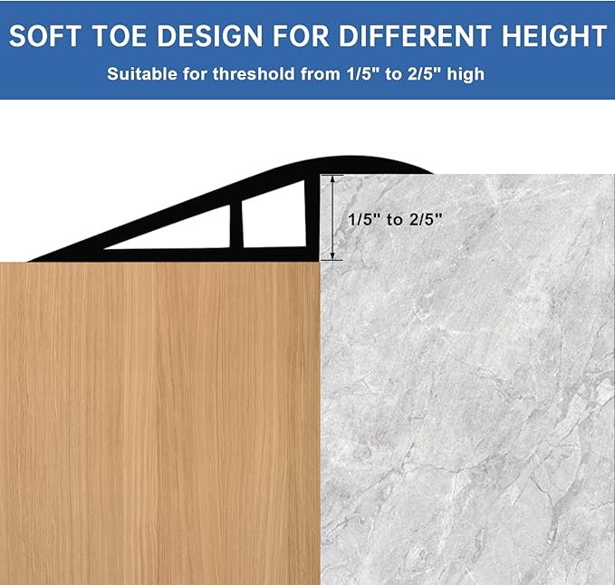 Vinyl Door Threshold Flooring Transition Strip Self Adhesive Carpet Edging Strip for Laminate Doorway Edge Threshold from 1/5" to 2/5" (Gray, 3.3 Ft)