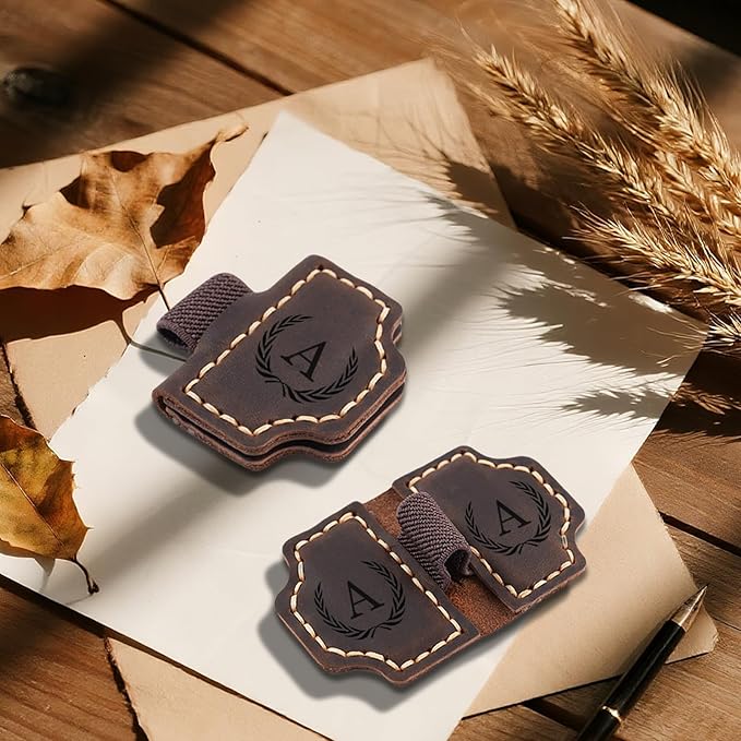 Artlaza Personalized Magnetic Leather Bookmark with Pen Holder - 26 Letters Custom Book Mark with Name Initial Engraved Book Marker for Readers, Book Lovers, Travelers - Gift for Women & Men(Brown，K