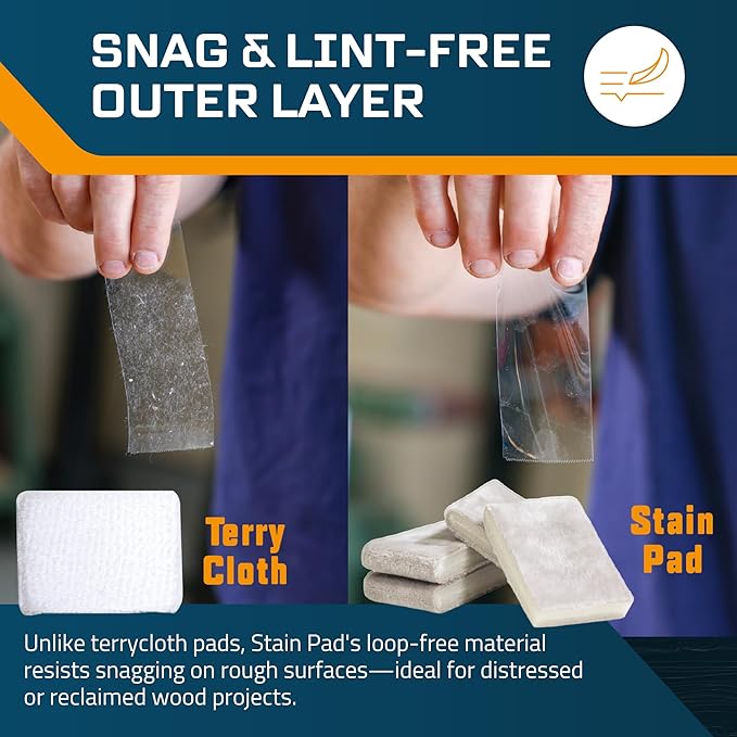 MāKRS Stain Pad, Cut-to-Size Staining Pads, 10-Pack, Lint, Snag, Streak-Free Applicator, Micro Brush Material, Wood Stains and Oil Based Finishes, Easy to Use with Consistent Application