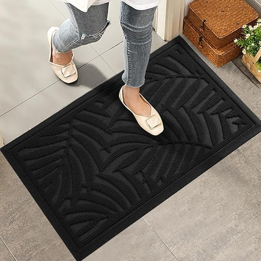 Front Door Mat, Absorbent Resist Dirt Welcome Door Mat Indoor Outdoor, Waterproof Doormat, Sturdy Non Slip Backing, Fade Resistant, Low Profile Entry Mat for Entryway, 36×24, Black