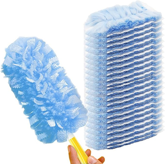 Duster Refill for Swiffer Duster, 30 Count Heavy Duty 2 Side 360° Duster Refills with 1 Handle, 4X Microfibers, Disposable Multi Surface Dusters for Cleaning
