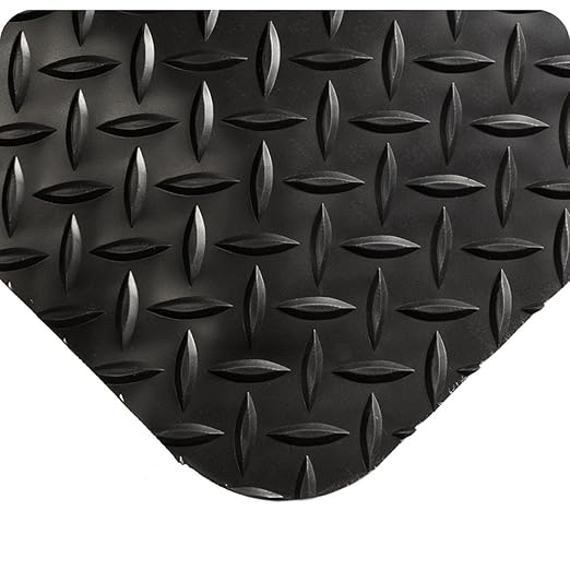 Wearwell 414.1516x3x51BK Diamond-Plate SpongeCote UltraSoft Mat, 51' Length x 3' Width x 15/16" Thick, Black