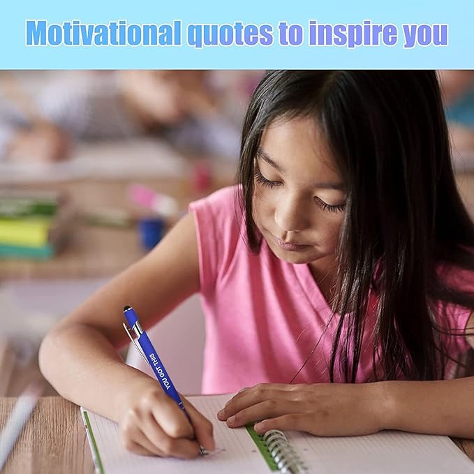 50 Pieces Inspirational Pens, Motivational Ballpoint Pen with Stylus Tip Funny Ink Pens Bulk Inspirational Gifts for Women Coworkers Office Supplies Black Ink