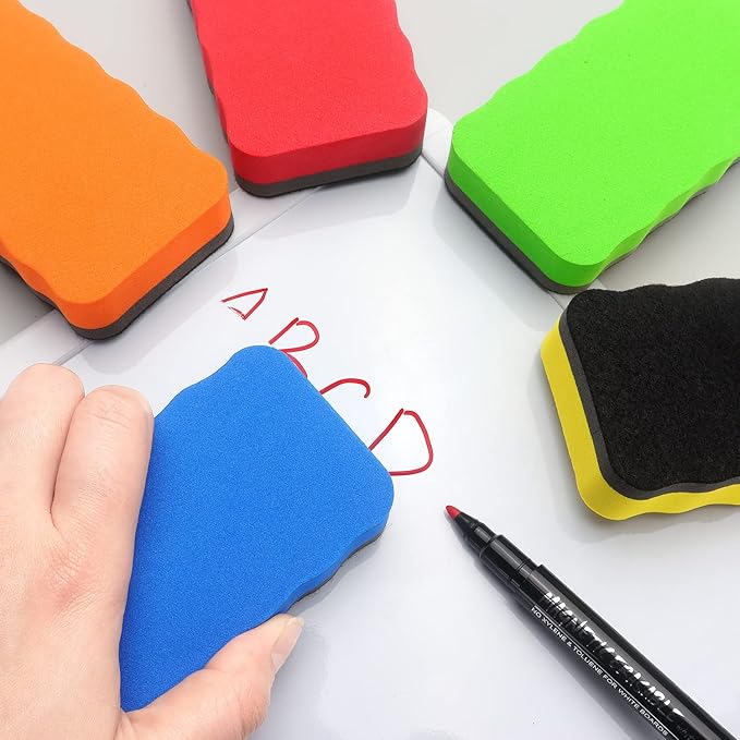 Tamaki 6 Pack Magnetic Whiteboard Eraser, Dry Eraser Board Erasers, Dry Erasers for White Board, Whiteboard Erasers for Kids Classroom, 6 Colors, Wavy, 4.2 x 2.2 x 0.8 Inch