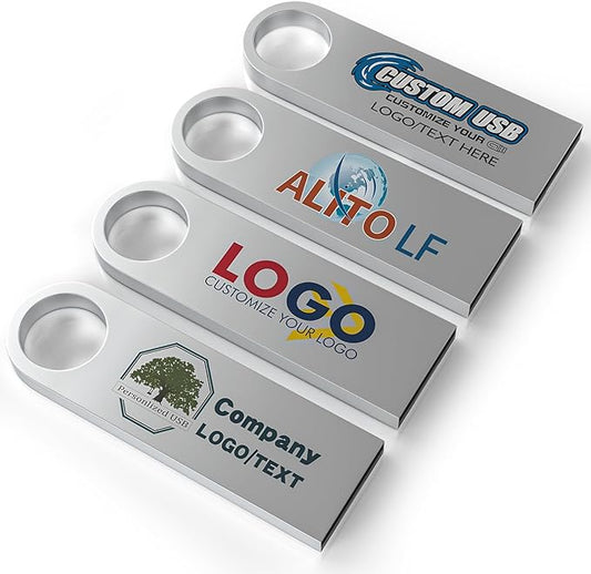 ABLAZE Custom Flash Drive 512MB 10 Pack, Personalized USB with Your Logo Metal Thumb Drives USB 2.0 Memory Stick Pendrive (Sliver)