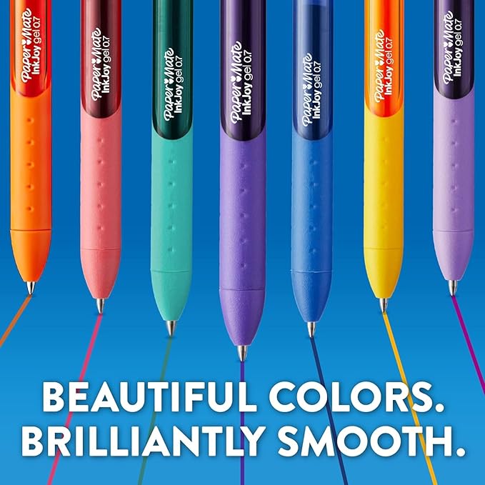 Paper Mate InkJoy Gel Pens, Green Ink, Medium Point (0.7mm), 6 Count, Bundle with Plastic Reusable Pouch