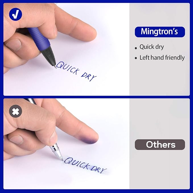 Blue Gel Pens, Fine Point, No-Smear, Click, Retractable, 50 Pack (0.5MM, Smooth Writing)