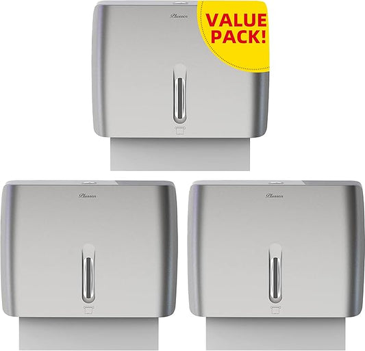 Multifold Paper Towel Dispenser Wall Surface Mounted Compatible with Manual Z Fold C Folded Tri Fold Dispensing for Home Bathroom Case of 3 Dispenser