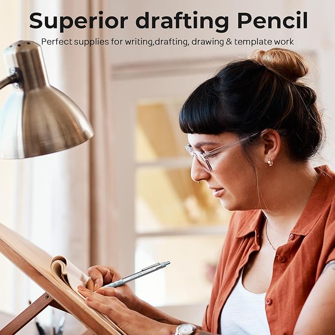 Nicpro 3 Pack Blocky Gear 0.7 mm Metal Mechanical Pencils Set with Case, Lead Drafting Pencil with 8 Tube (480PCS) Lead Refills(HB 2B), 4 Erasers, 18 Eraser Refills for Art Writing, Sketching Drawing
