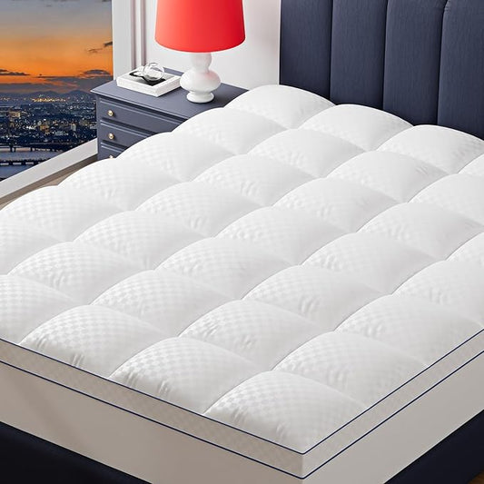 Mattress Topper California King Mattress Pad Cover Mattress Protector with 8-21 Inch Deep Pocket Overfilled Down Alternative Filling
