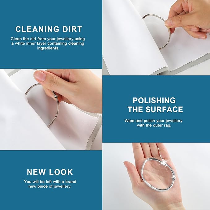 Phinus 3PCS Jewelry Cleaning Cloth, 10'' x 12'' Silver Polishing Cloth Jewelry, 100% Cotton Jewelry Cloth Polishing for Cleaning Gold, Diamonds, Platinum, Gemstones, Coins