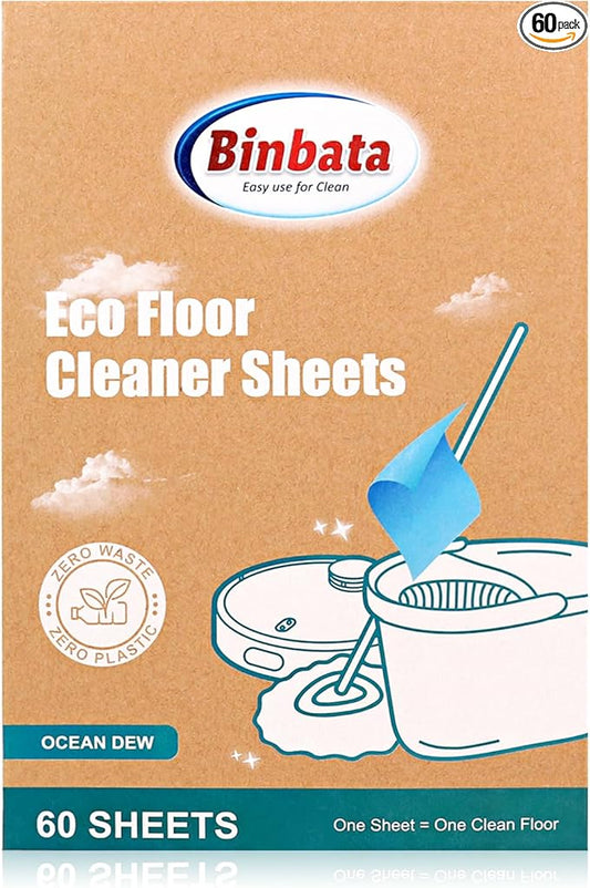 Eco Floor Cleaner Sheets, 60Pcs(Up to 120Load) Plastic Free Hardwood Cleaning Sheets Household Cleaner for Mopping, Safe for Pets & Kids