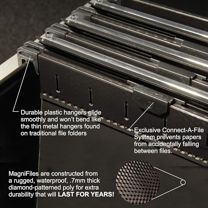 Ultimate Office MagniFile Extra-Capacity Hanging File Folders, 1" Box-Bottom, Letter Size, Feature A Wrap- Around Bungee Security Cord (Set of 8)
