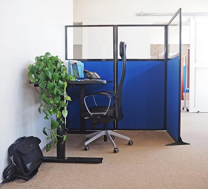 Versare Workstation Partition | Portable Wall Divider | Modern Office Cubicle | Free Standing Privacy Screen | Flexible Work Space | 33" x 70" Slate Fabric Panels