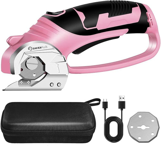 Cordless Electric Scissors,4V Rechargeable Cardboard Box Cutter Heavy Duty Fabric Scissor with Safety Lock & LED Light,Power Rotary Cutter for Leather Carpet Plastic Cutting,Sewing,Crafting