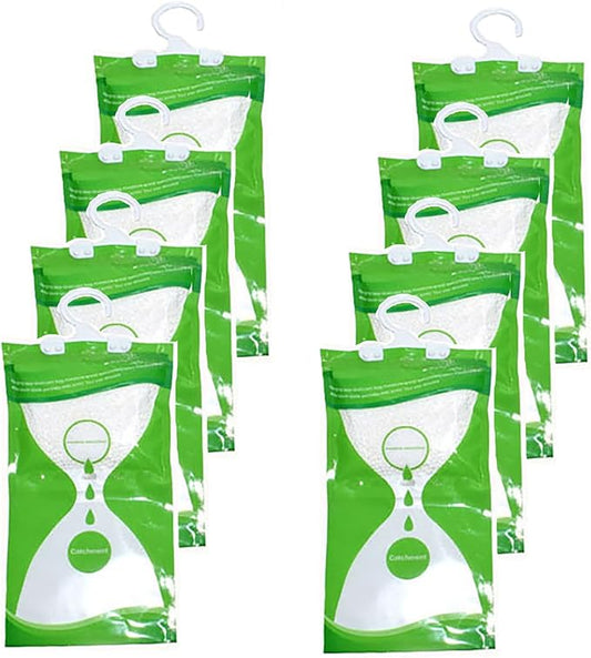 AOPANDA Moisture Absorbers Packets, 8 Pack - Eliminates Musty Odors for Fresher, Cleaner Air, Humidity Packs, Dessicant Packets, Hanging Closet Dehumidifier Bags（green）