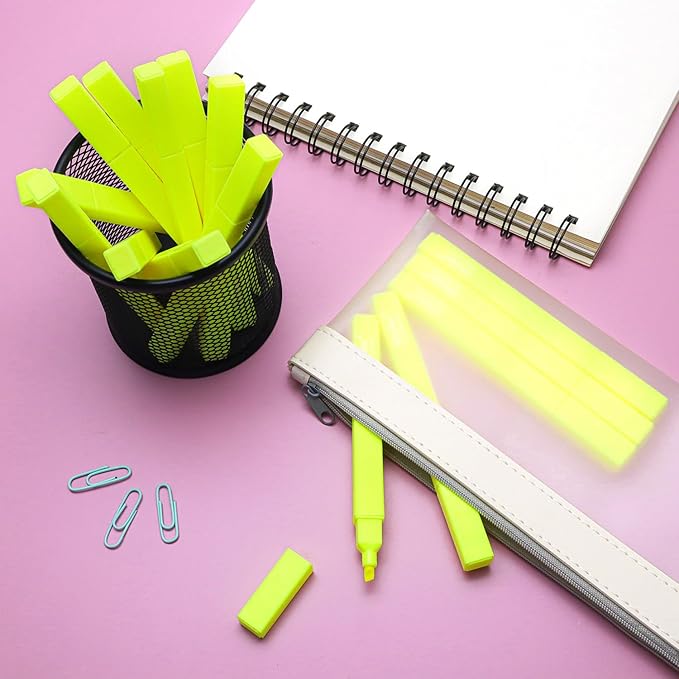 Vitoler Fluorescent Yellow Highlighters,20 Pack Bright Color Chisel tip Highlighters for Adults Kids in the Home School Office