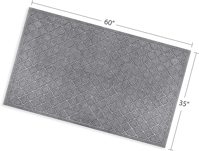 WaterHog Heavy Duty Doorway Mat, 3' x 5', Made in USA, Durable & Skid-Resistant Entryway Mat, Water-Trapping, Indoor/Outdoor Decorative Floor Covering, Cordova Collection, Medium Grey