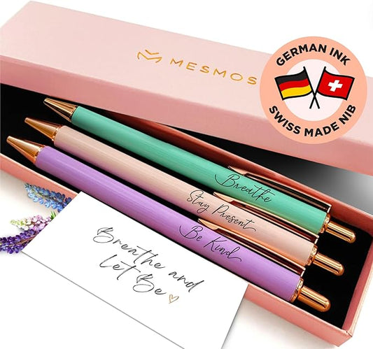MESMOS Pastel Pens, Mindfulness Gifts, Inspirational Fancy Pens for Women, Wellness & Spiritual Gifts, Self Love Self Care Relaxing Gift, Journaling Cute Luxury Pretty Pen Set
