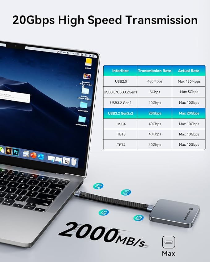 Yottamaster 512GB Magnetic External SSD, Up to 2000MB/s USB 3.2 Gen 2x2 Portable Solid State Drive, Supports 4K ProRes HDR Compatible with iPhone 16/15 Pro Max, Smartphone, Tablet, Laptop