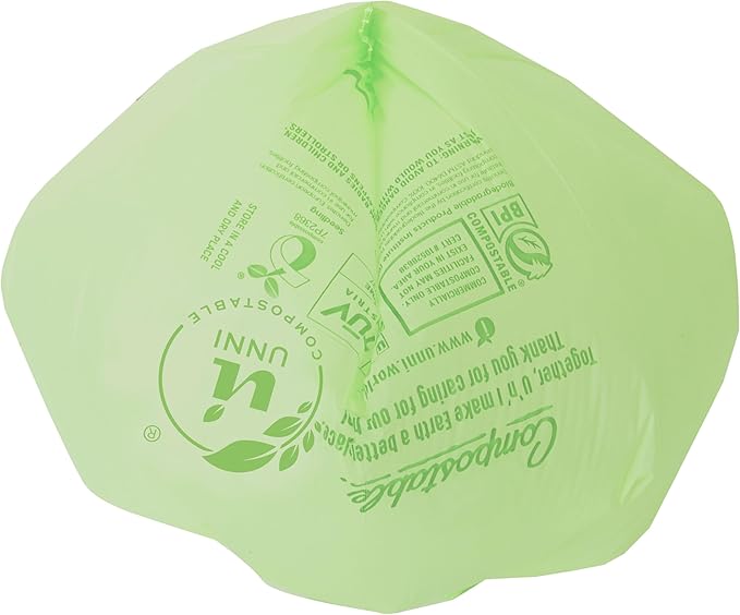 UNNI Compostable Lawn & Leaf Bags, 30-33 Gallon / 124 Liter, 20 Count, Extra Thick 1.1 mil Yard Waste & Food Scrap Liners, Certified by BPI, CMA & OK compost HOME, Meets the ASTM D6400 Standard