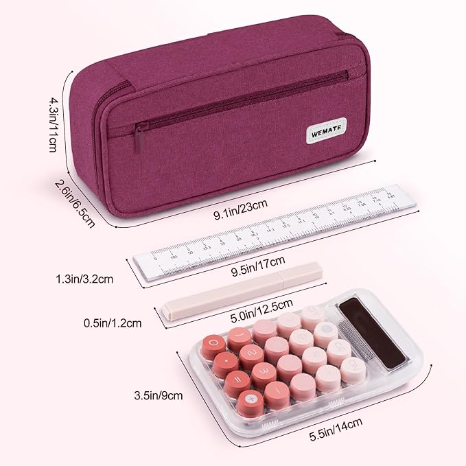 WEMATE Pencil Case, Large Storage Organizer for Stationery, Back - to - School Essential, Teacher Must - have, Big Pencil Pouch, Marker Case School Supplies for College & High School