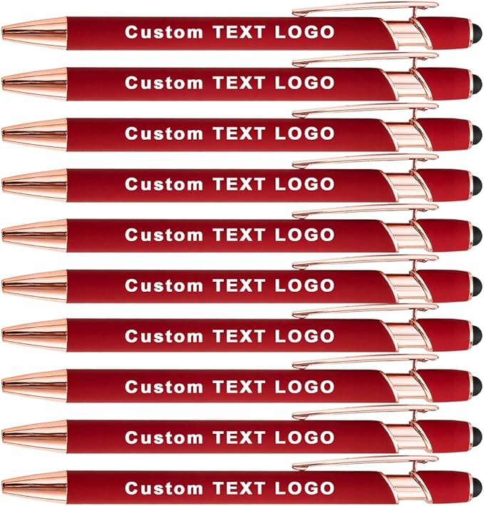 Custom Engraved Ballpoint Pens Bulk, Personalized with Name/Logo, Black or Blue Ink, Smooth Writing for Office, School, Business, Church, Reunion 20 Pcs Red