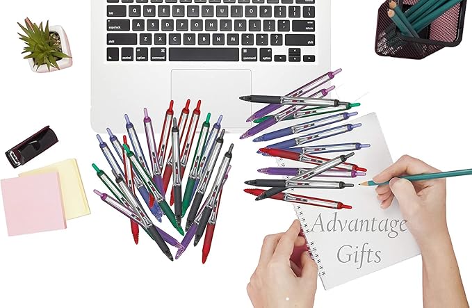 Precise V7 RT Retractable Rolling Ball Pens, Fine Point (.7mm), Blue Ink, 6-pk; Premium Comfort Grip, Bundle with Plastic Reusable Pouch