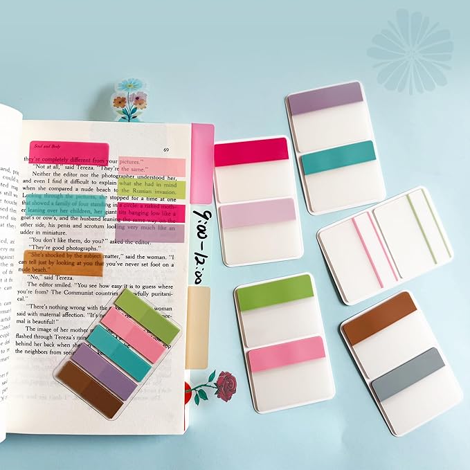ELII 300 PCS Tabs 2 Inch Sticky Index Tabs,Writable and Repositionable Page Markers File Tabs Self Adhesive, Tape Flags for Pages Notebooks