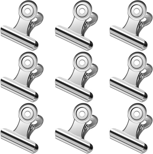 30 Pack Small Bull Clips 1.22 Inch Mini Metal Hinge Clips Binder Paper Hinge Clip for Office, Home, School, Shops, Silver, 31mm