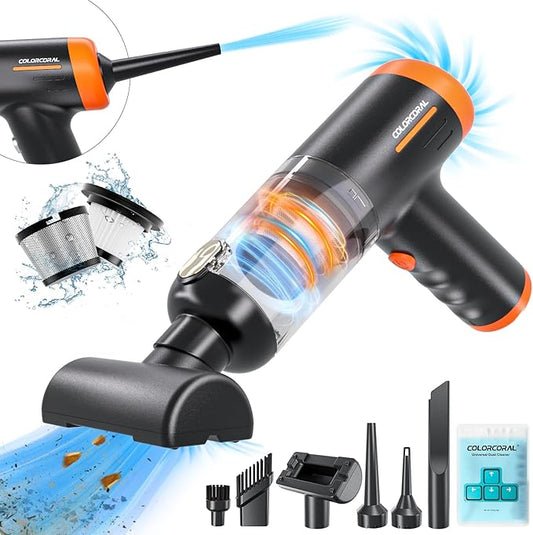 COLORCORAL Handheld Vacuum Cordless Rechargeable 16000Pa High Power Car Vacuum Portable with Brushless Motor, 4 in 1 Portable Vacuum Cleaner with Cleaning Gel for Home, Car and Office
