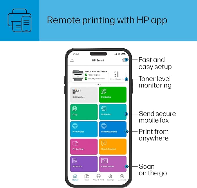 HP Laserjet MFP M235sdw All-in-One Laser Wireless Printer, Scan/Copy, Black & White, Duplex, Best for Office