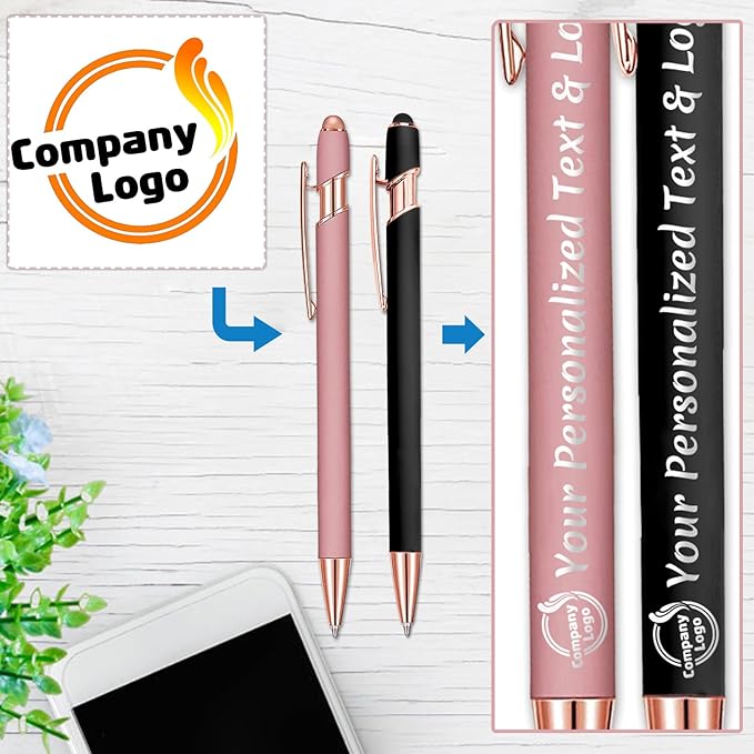 STREADVE 150 Personalized Custom Pens Engraved Writing Pen with Name Logo, Customized Promotional Items Stylus Pen Gifts for Men Women Realtor Nurse Wedding Business, Blue