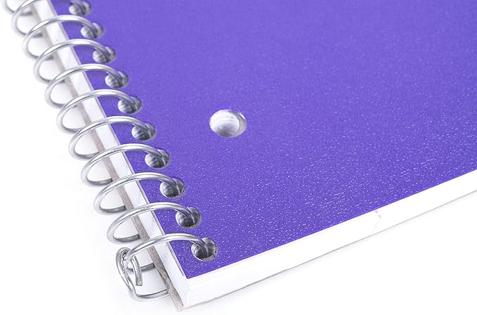 Mintra Office Durable Spiral Notebooks, 1 Subject, (Purple, Wide Ruled 3 Pack), 100 Sheets, Poly Pocket, Moisture Resistant Cover, Strong Chipboard back, For School, Office, Business,