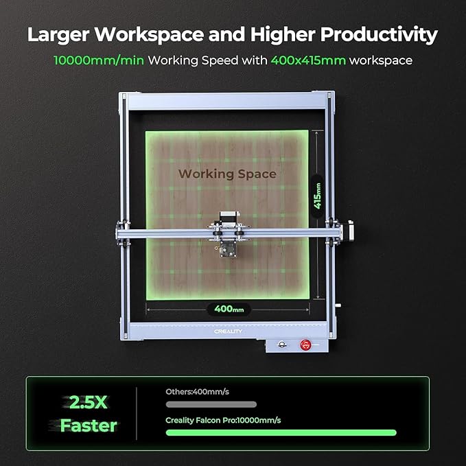 CREALITY FALCON 10w Laser Engraver with Air Assist, Laser Engraving Machine with Rotary Roller, 72W High Precision Laser Cutter and Engraver for Wood, Metal, Acrylic, Cylindrical Objects, Tumblers