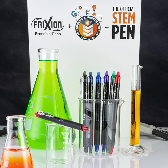 Pilot, FriXion Synergy Clicker Erasable, Refillable, Retractable Gel Ink Pens, Extra Fine Point 0.5 mm, Pack of 3, Black, Blue & Red